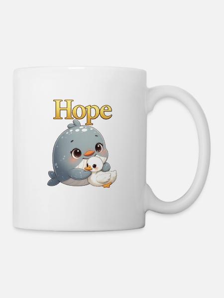 Hope cuddles: Whale and chick - Mug - white