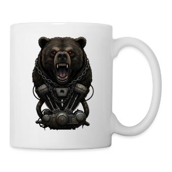 Motorrad Biker V-Twin Motor Skull Bär Wild Rocker - Tasse - Weiß - Rechts