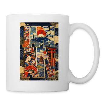 Japan: Geisha, Fuji and Waves in Letters - Mug - white - Right