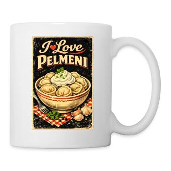 Retro I Love Pelmeni – Russische Teigtaschen Style - Tasse - Weiß - Rechts