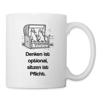Ultra dämliche Möwen Strandkorb Meme  - Tasse - Weiß - Rechts
