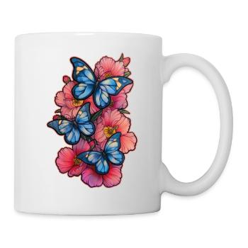Schmetterling Blume - Tasse - Weiß - Rechts