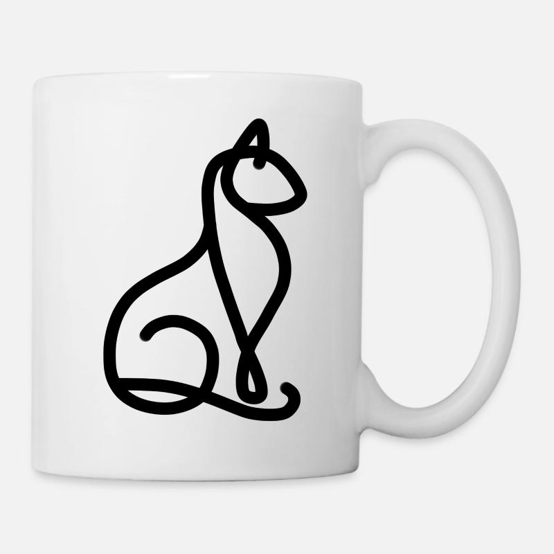 Minimalistische Katze - Tasse - Weiß