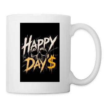 Grunge Skull Happy Day$ Design - Tasse - Weiß - Rechts
