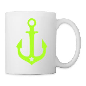Neon anchor with star badge - Mug - white - Right