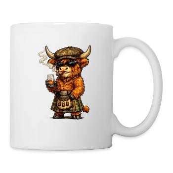 Highland Cattle with Whisky, Kilt and Cigar - Mug - white - Right