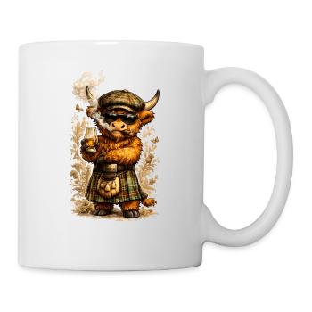 Highland Cattle with Whisky and Cigar - Mug - white - Right
