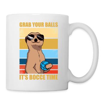 It's bocce time, petanque, boules, boules, players - Mug - white - Right