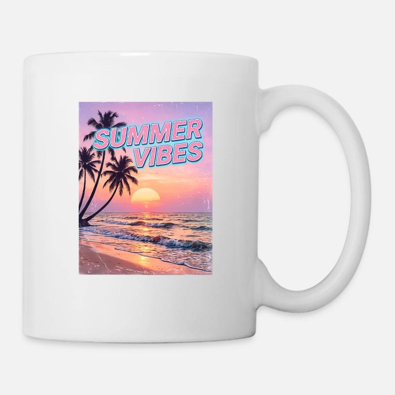 Sommervibes Retro Sunset Beach - Tasse - Weiß