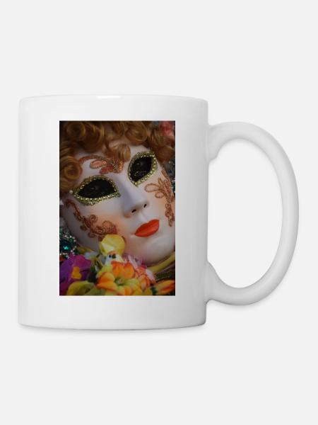 Venetian Mask Gold Glitter - Mug - white