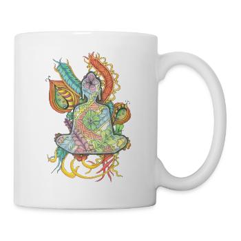 Buddha meditating hand-drawn - Tasse - Weiß - Rechts