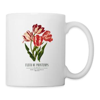 Vintage Red Tulips Botanical Floral Illustration  - Mug - white - Right