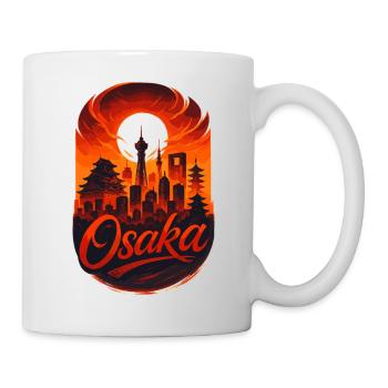 Osaka Skyline – Epische Japan Kunst & Stil - Tasse - Weiß - Rechts