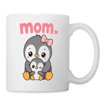 Maman manchot et poussin - Mug blanc - blanc - Droite