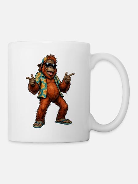 Orang Utan Affe Hawaii-Vibe - Tasse - Weiß