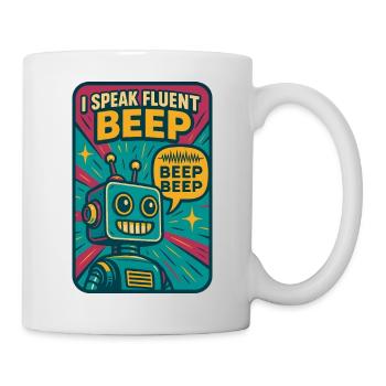 Fließend Beep | Roboter Sci-Fi Nerd - Tasse - Weiß - Rechts