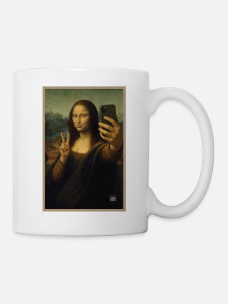 Portrait selfie de la Joconde - Mug blanc - blanc