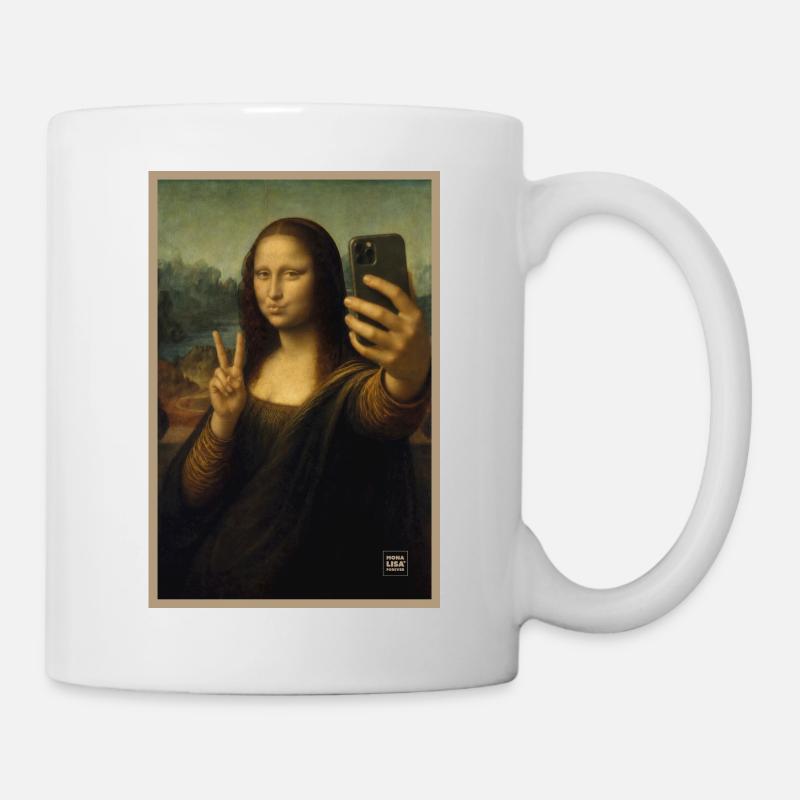 Portrait selfie de la Joconde - Mug blanc - blanc