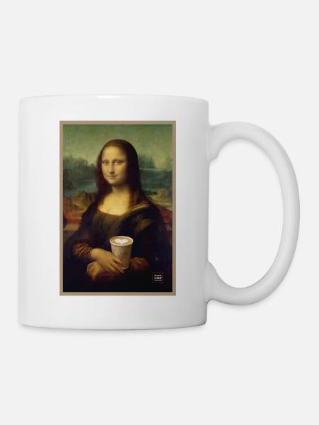 Mona Lisa Latte Porträt - Tasse - Weiß