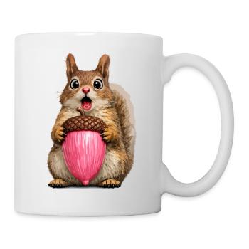 Squirrel with pink acorn - Mug - white - Right