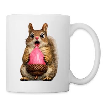 Pinke Eichel Eichhörnchen zwinkern - Tasse - Weiß - Rechts
