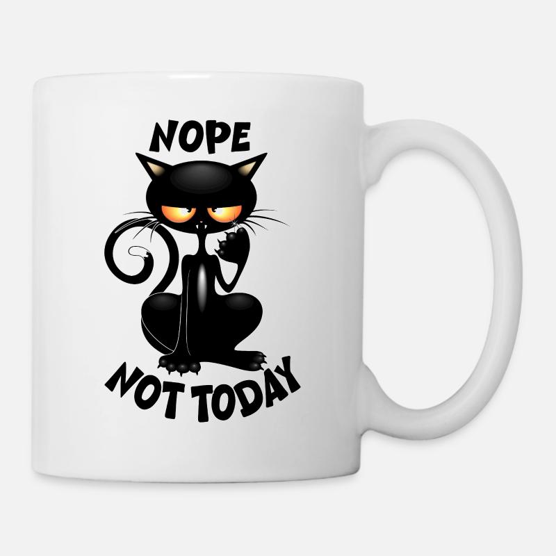 "Nope, Not Today" Black Cat meme humor - Mug - white
