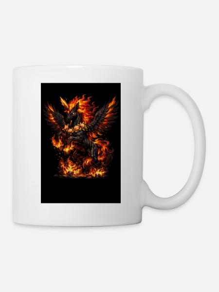 Fire Pegasus with Flower Wreath - Mug - white