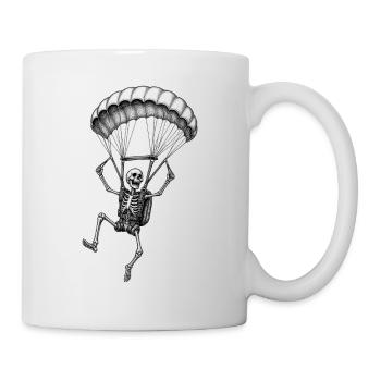 Skelett mit Fallschirm Abenteuer Motiv - Tasse - Weiß - Rechts