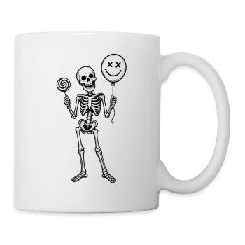 Skelett mit Ballon und Lolli Motiv - Tasse - Weiß - Rechts