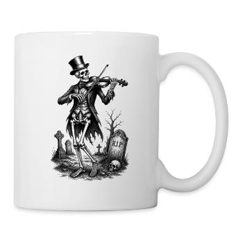 Skelett Geiger auf Friedhof Motiv - Tasse - Weiß - Rechts