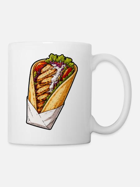 Hähnchen-Wrap Illustration - Tasse - Weiß