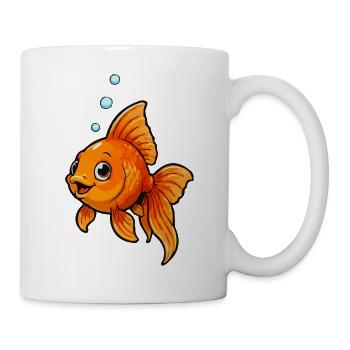Fröhlicher Goldfisch Cartoon - Tasse - Weiß - Rechts