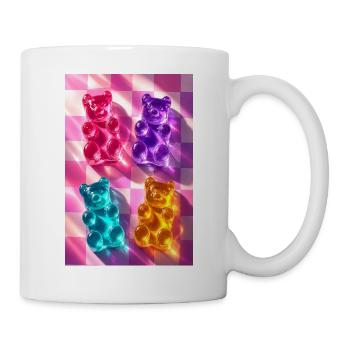 Neon Gummy Bears on Checkerboard - Mug - white - Right
