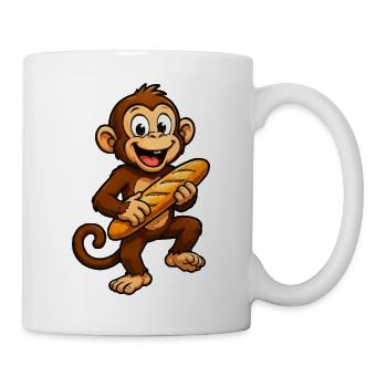 Monkey with Baguette Cartoon - Mug - white - Right