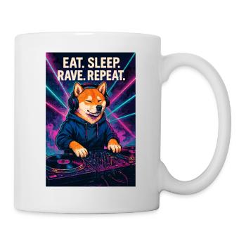 Shiba Inu DJ: Eat Sleep Rave Repeat Nachtclub - Tasse - Weiß - Rechts
