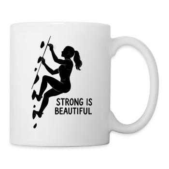 Strong is Beautiful – Ästhetik beim Bouldern - Tasse - Weiß - Rechts