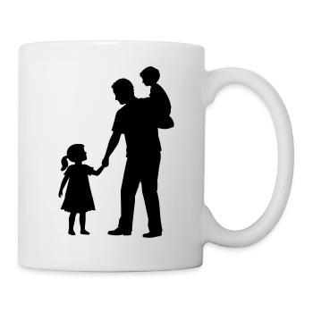 Vater Kind Silhouette Spazieren Familie Papa Liebe - Tasse - Weiß - Rechts