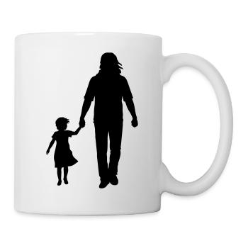 Vater Kind Silhouette Spazieren Familie Papa Liebe - Tasse - Weiß - Rechts