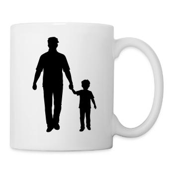 Vater Kind Silhouette Spazieren Familie Papa Liebe - Tasse - Weiß - Rechts
