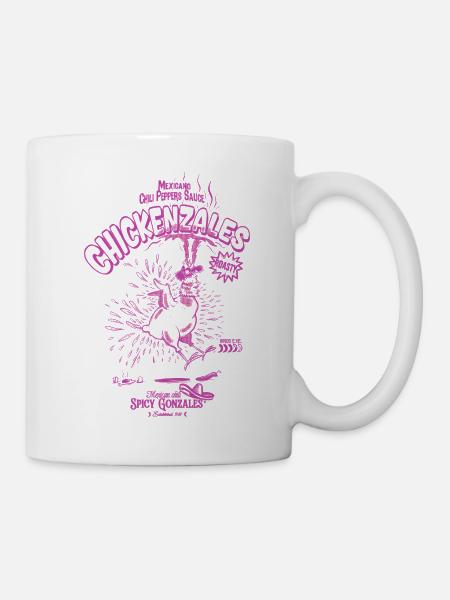 Lila Retro Scharfhähnchen - Tasse - Weiß