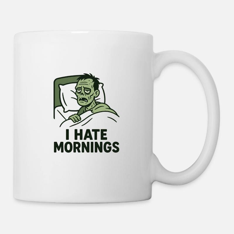 Morgenmuffel Zombie im Bett - Tasse - Weiß