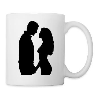 Couple Silhouette Amour Romance Petit ami de la Saint-Valentin - Mug blanc - blanc - Droite