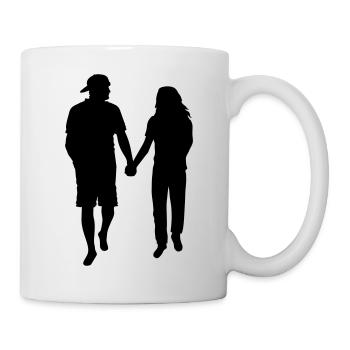 Couple Silhouette Amour Romance Petit ami de la Saint-Valentin - Mug blanc - blanc - Droite