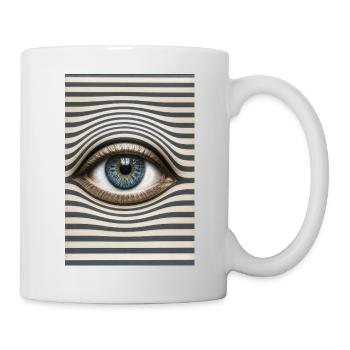 Œil contre des rayures ondulées - Mug blanc - blanc - Droite