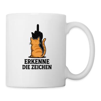 Erkenne die Zeichen Katze Mittelfinger - Tasse - Weiß - Rechts