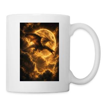 Drache über mondbeschienenem Glut-Himmel - Tasse - Weiß - Rechts