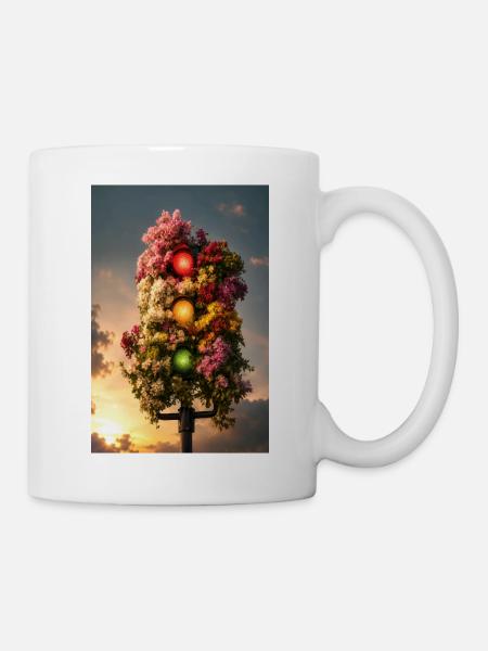 Florales Leuchten der Ampel - Tasse - Weiß