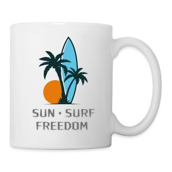 Sonne Surf Freiheit - Tasse - Weiß - Rechts