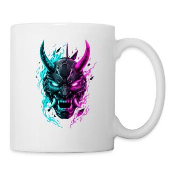 Neon Cyber Oni Mask - Tasse - Weiß - Rechts