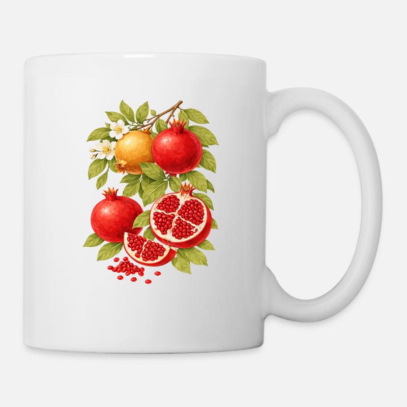 Composition de grenade – Style botanique vintage - Mug blanc - blanc